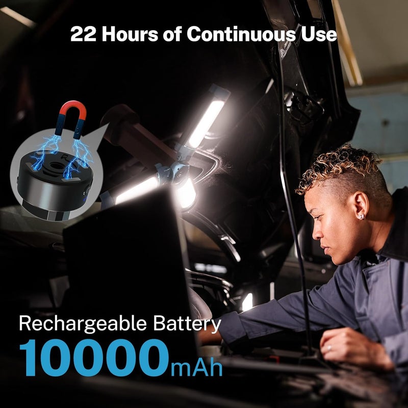 OGERY Rechargeable 10000mAh Camping Light with Stand 6.5 ft Max Height, Cordless Work Light with 3 LED Lamp Heads, 2200 Lumens Camping Essentials Gear Emergency Flashlight with Detachable Tripod - Image 5